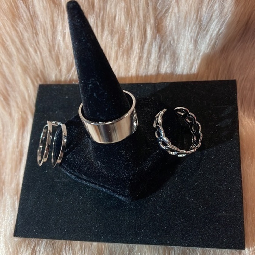 3-Piece set Stainless‎ Steel Adjustable Rings NWT - Picture 3 of 17